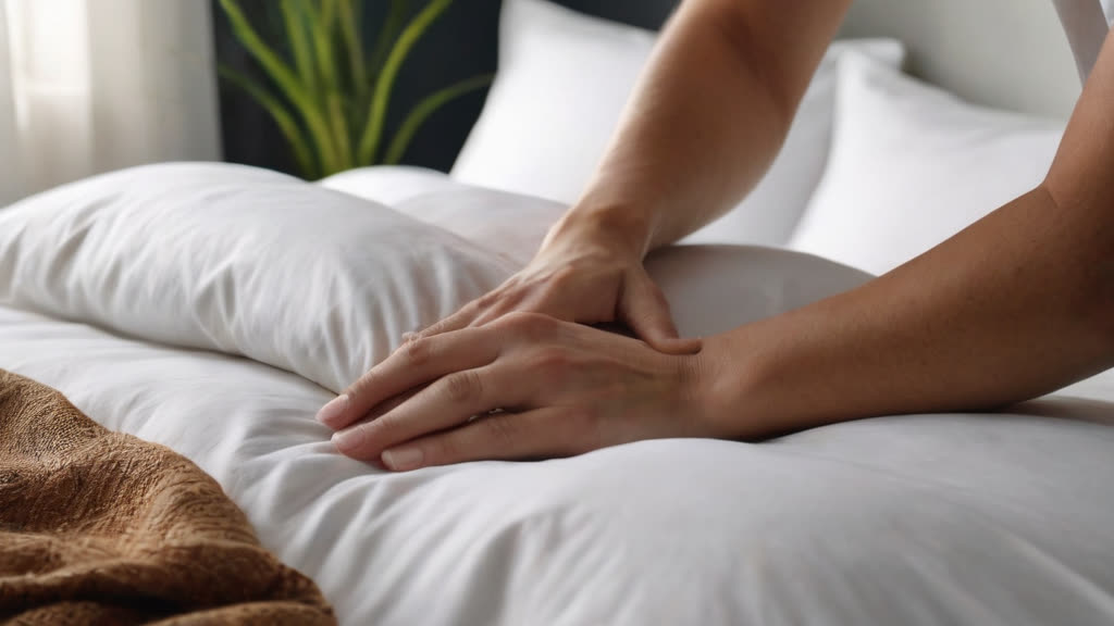 Close up of fresh, clean bedding being prepared.