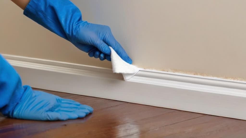 Cleaning dust from baseboards to improve air quality