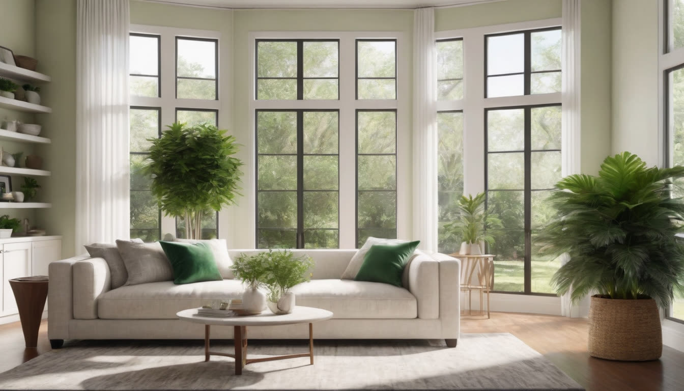 A bright and clean modern living room in Florida, representing healthy indoor air quality.