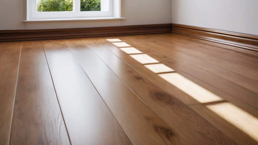 Detailed view of clean baseboards and floor trim.