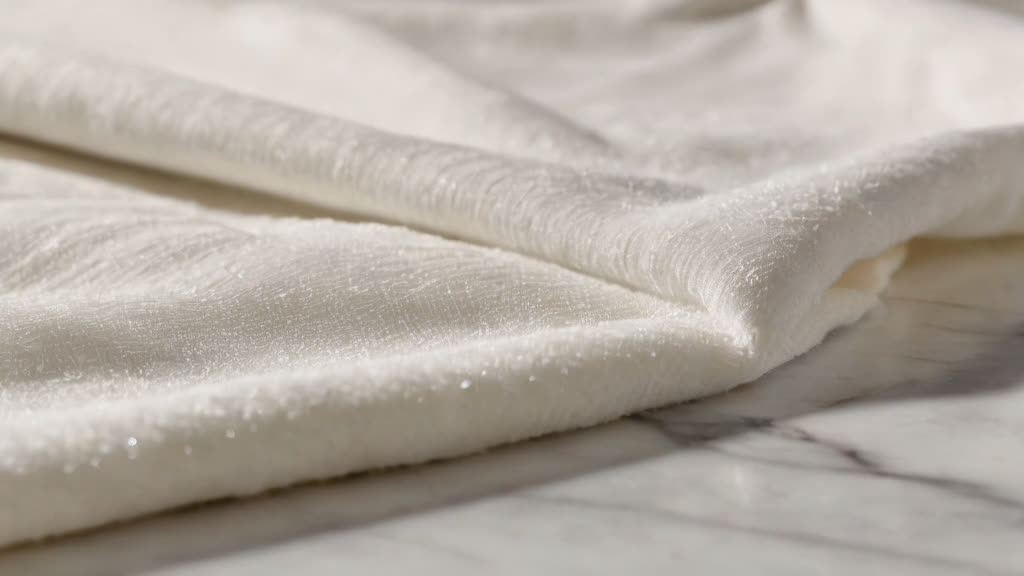 Using baking soda and a cloth for eco-friendly cleaning on a bright surface.