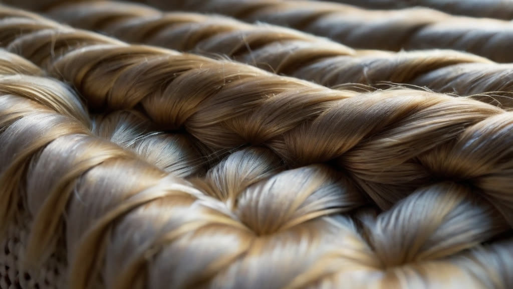 Close-up view of dust particles trapped within sofa fabric fibers.