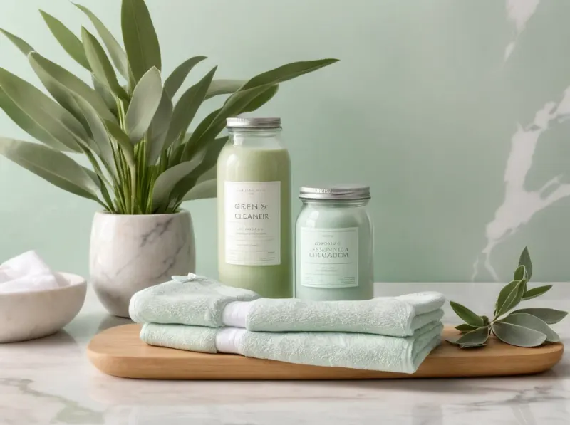 Eco-friendly cleaning products and microfiber cloths used on every visit