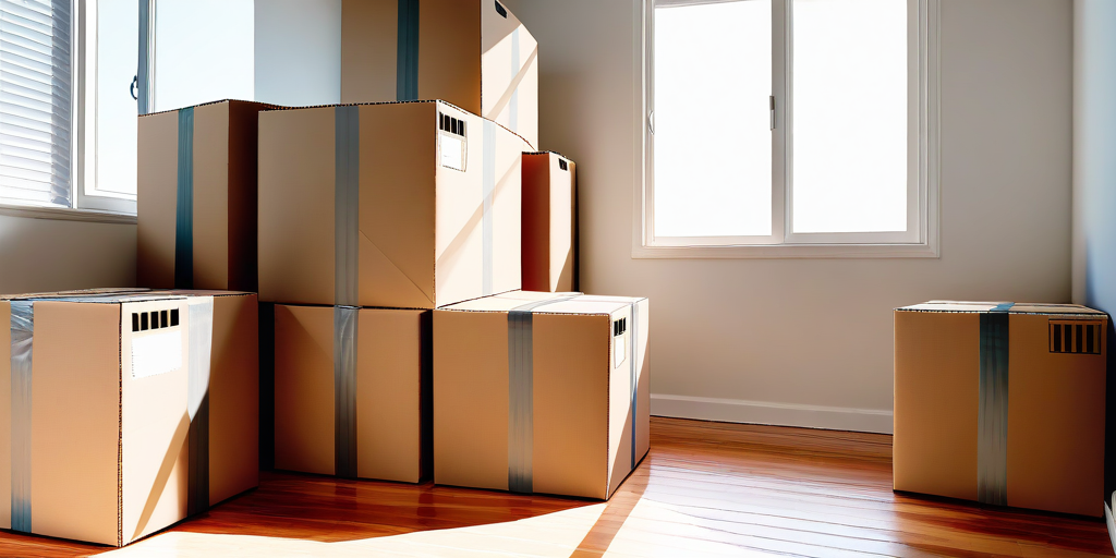 Moving boxes in a clean apartment