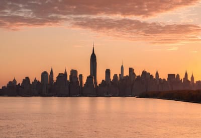 New York City skyline at dusk