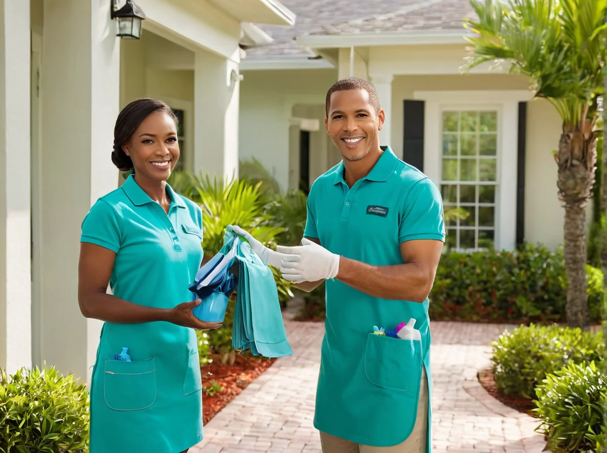 A friendly professional cleaning team in eco-friendly uniforms — matched to your home